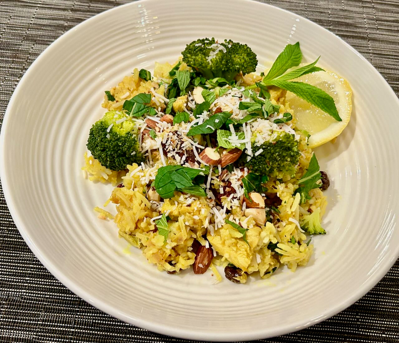 Chicken Pilaf with roasted coconut