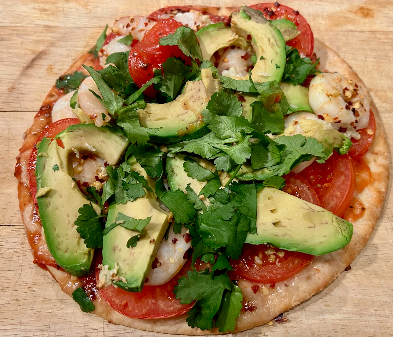 Prawn and Avocado Pizza