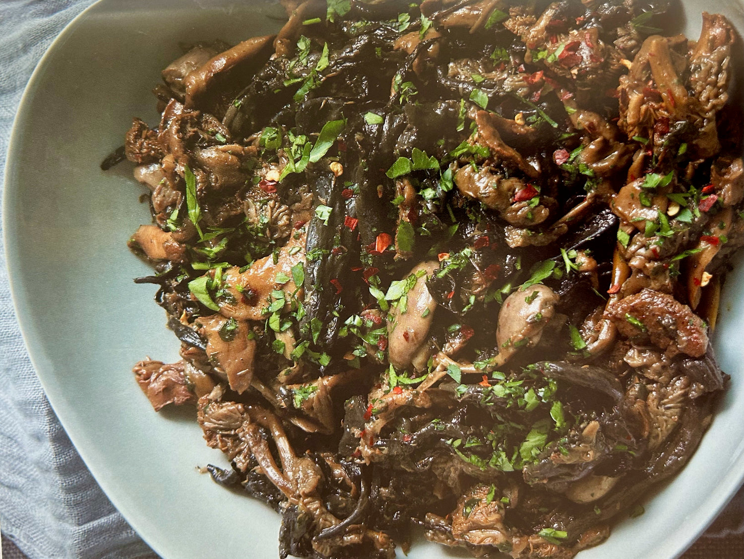 Chilli and garlic mushrooms with polenta