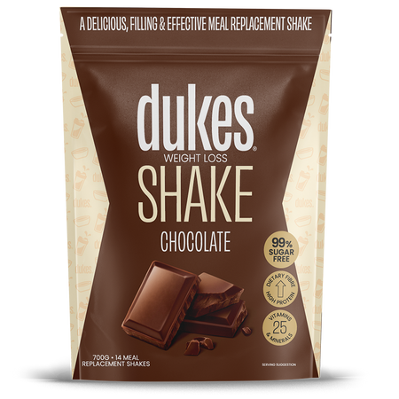 A 700g bag of Dukes Weight Loss Chocolate Shake 