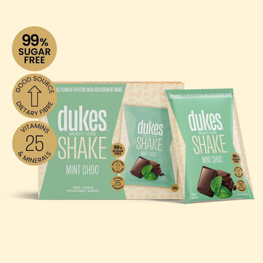 Box of Dukes Mint Choc Meal Replacement Shake